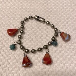 Vintage bracelet with Carnelian Agates and Green Jasper
